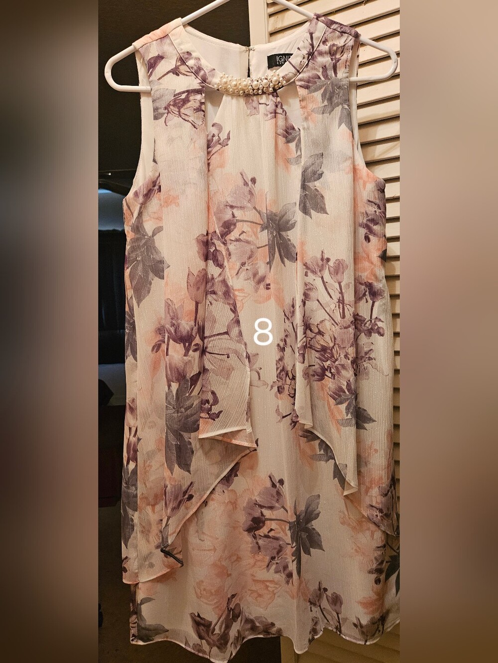 Floral Sleeveless Chiffon Overlay Dress - Blush & Lavender